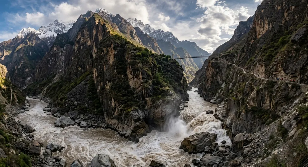 雲南虎 跳 峽上虎跳金沙江咆哮壯闊峽谷風景 雲南虎 跳 峽上虎跳金沙江咆哮壯闊峽谷風景