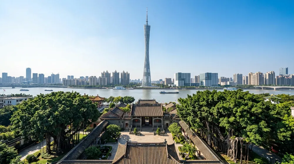 廣州天氣概況與廣州塔晴朗城市風景 廣州天氣概況與廣州塔晴朗城市風景